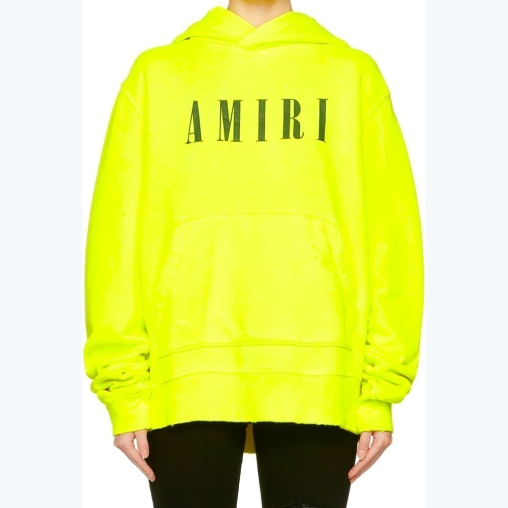 New Authentic Amiri Men’s Core Logo Hoodie Lime Size Medium